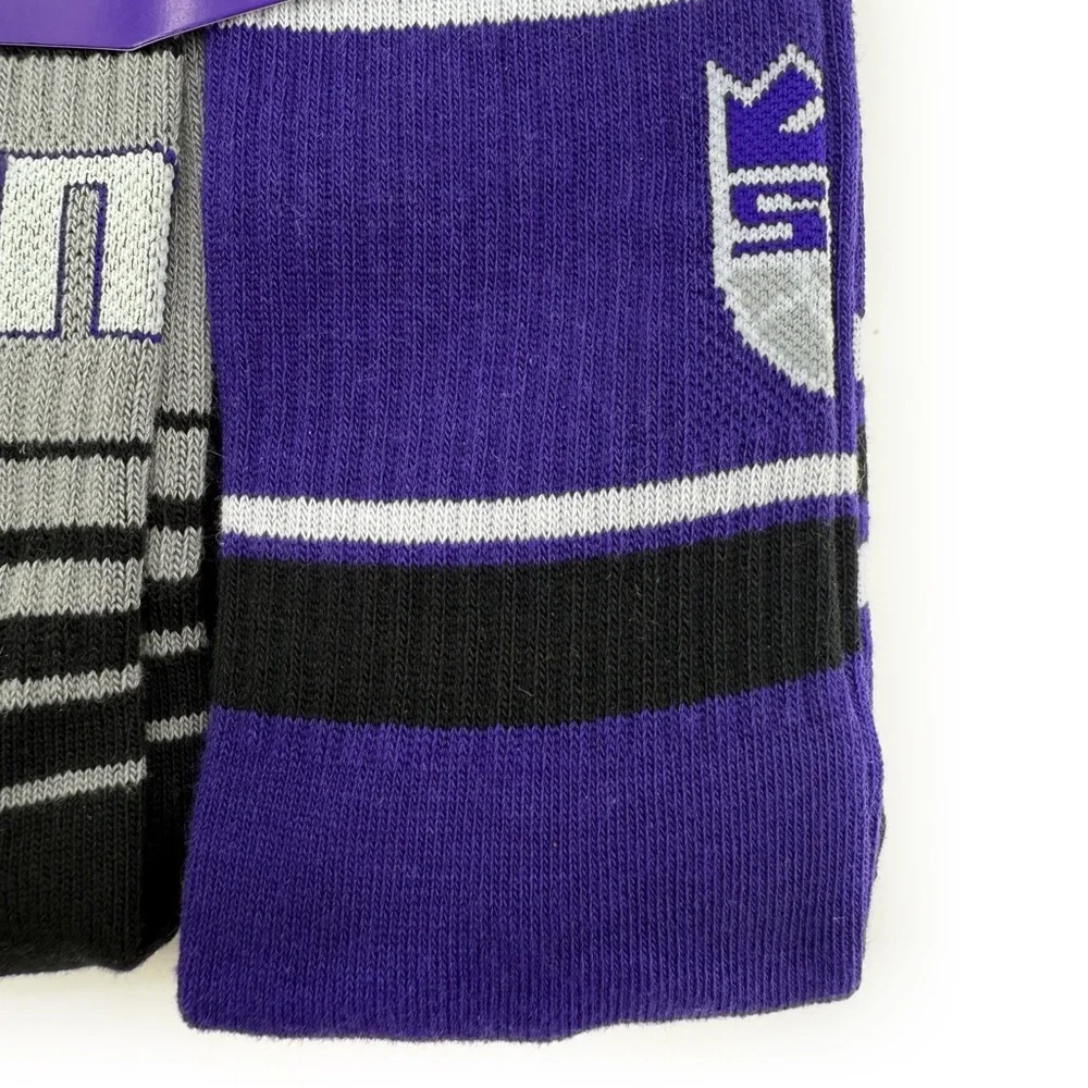 Sacramento Kings Mens Crew Socks NBA Basketball Purple Black Gray Fan Gear Gift